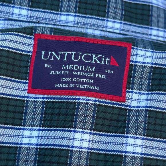 Untuckit Plaid Slim Fit Cotton Wrinkle Free Buttondown Shirt | Men’s Size Medium - Picture 3 of 12